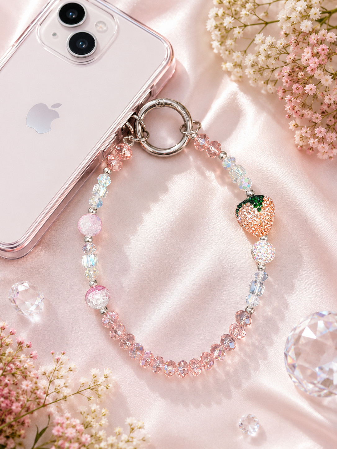 Shimmering Strawberry Keychain