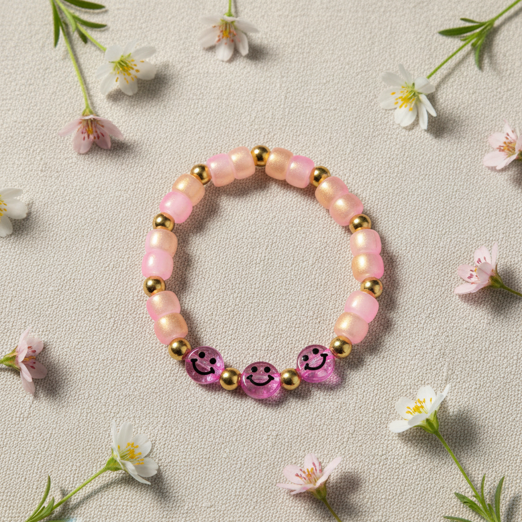 Smiley Pink & Gold Bracelet