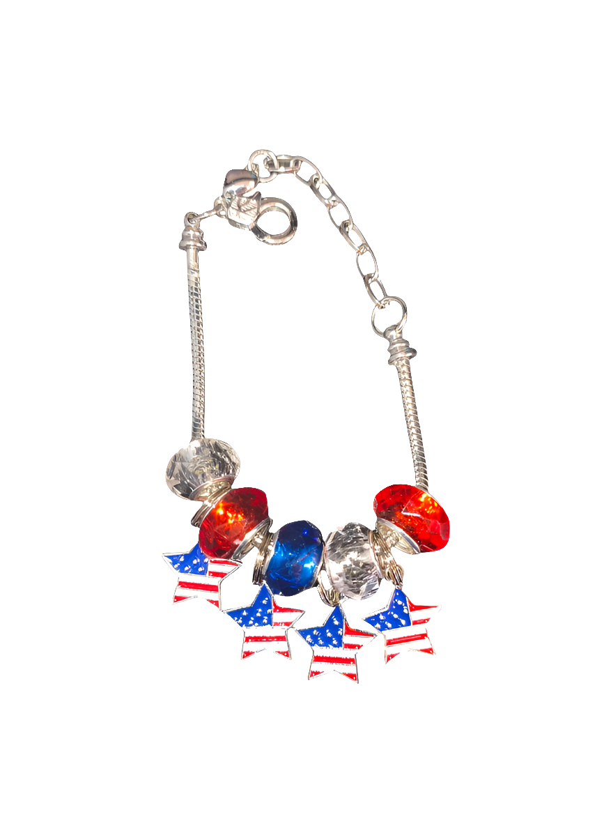 American flag European charm bracelet