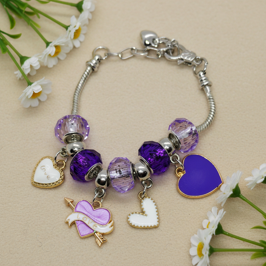 Violet Valentine European Charm Bracelet