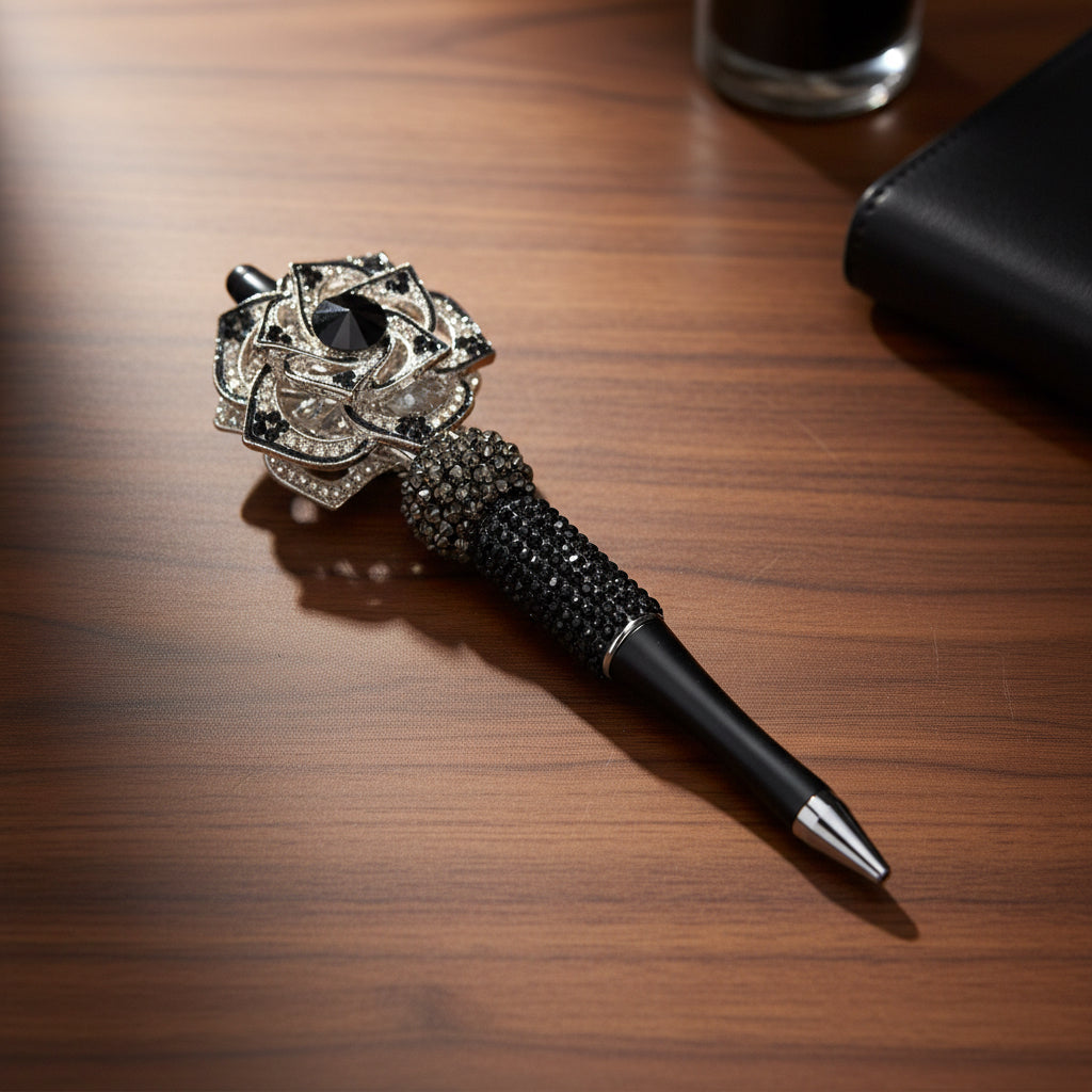 ✨ Luxury Black Rose Bling Pen ✨