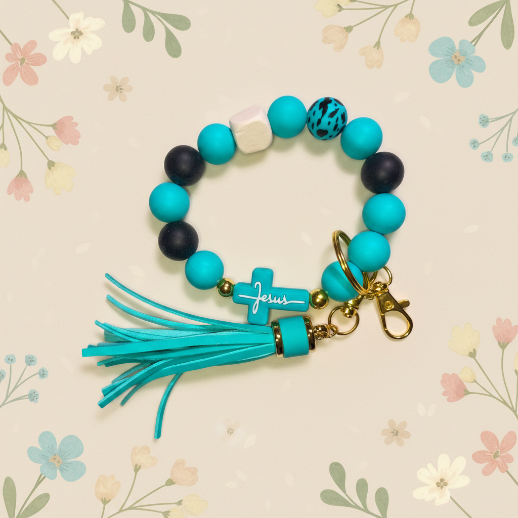 Jesus Cross Beaded Wristlet keychains