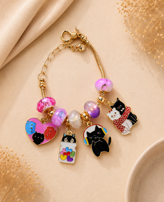 Cool Kitty European Charm Bracelet