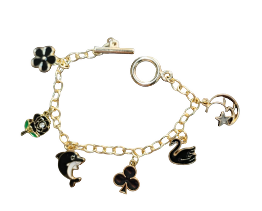 Black and Gold Charm Bracelet