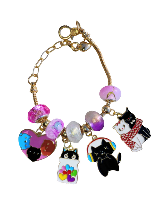 Cool Kitty European Charm Bracelet
