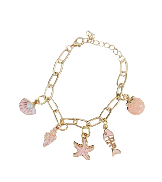 Seashell and Starfish  Charm Bracelet