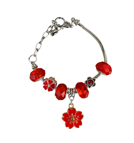 Scarlet Blossom European charm Bracelet