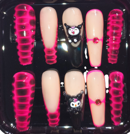 Pink Goth Core Nails