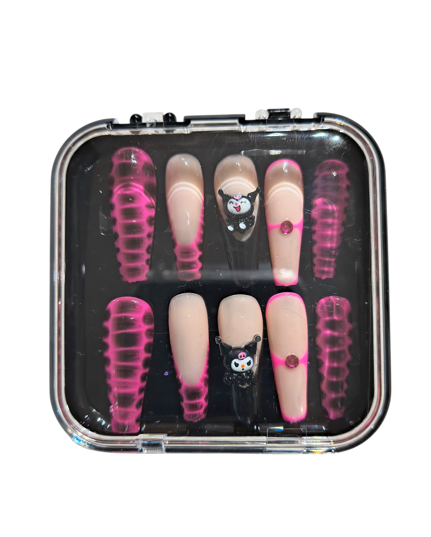 Pink Goth Core Nails